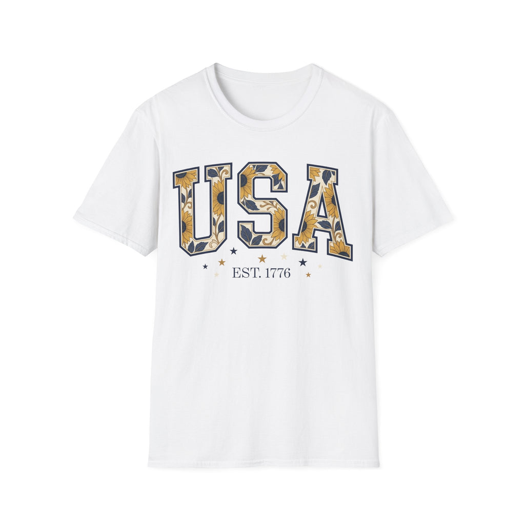 Floral USA Sunflower Est 1776 T-Shirt | Boho Patriotic Tee