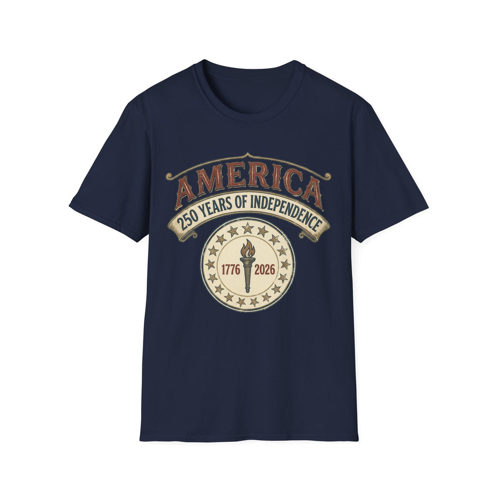 America 250 Years of Independence 1776-2026 Vintage Torch T-Shirt
