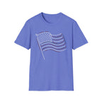Minimalist Sketched Line Art American Flag T-Shirt | Modern Patriotic Tee