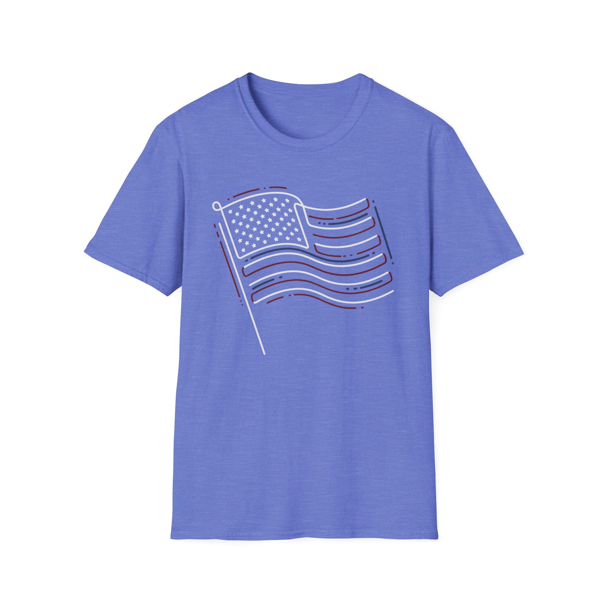 Minimalist Sketched Line Art American Flag T-Shirt | Modern Patriotic Tee