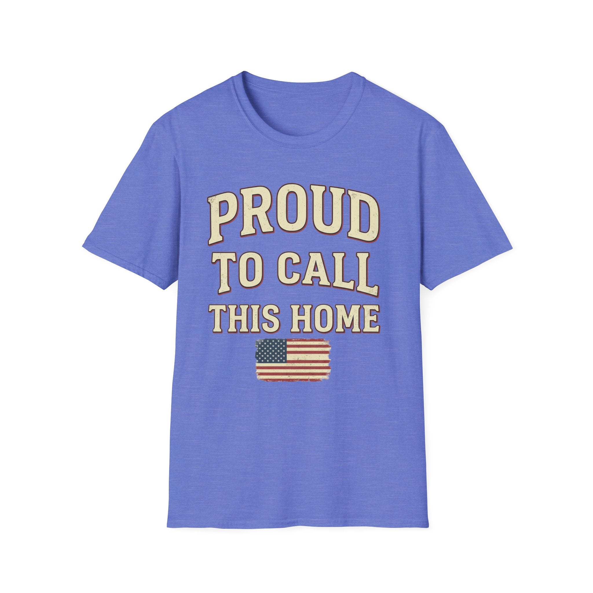 Vintage Distressed Proud To Call This Home T-Shirt | Rustic USA Flag Tee