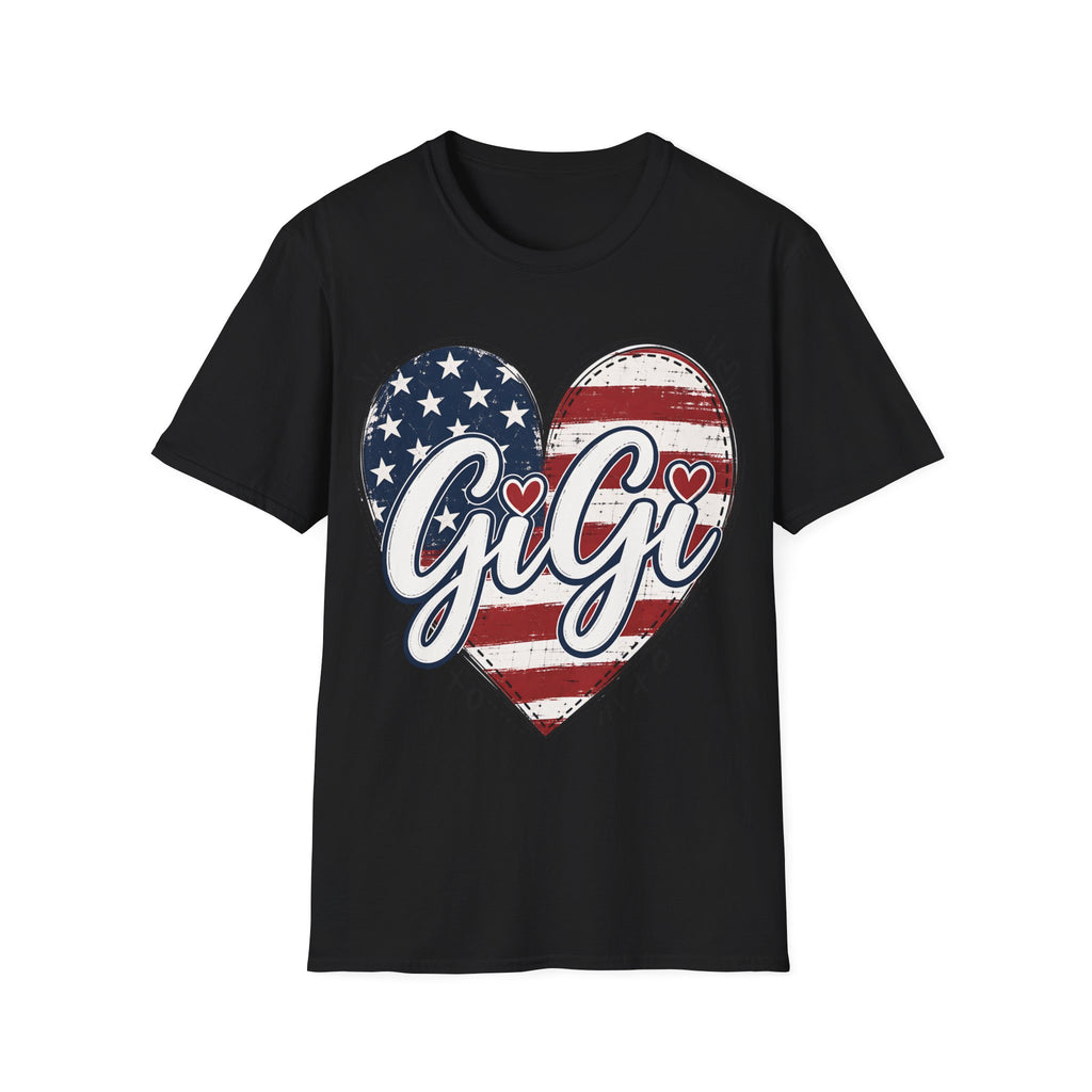 Gigi Distressed American Flag Heart T-Shirt