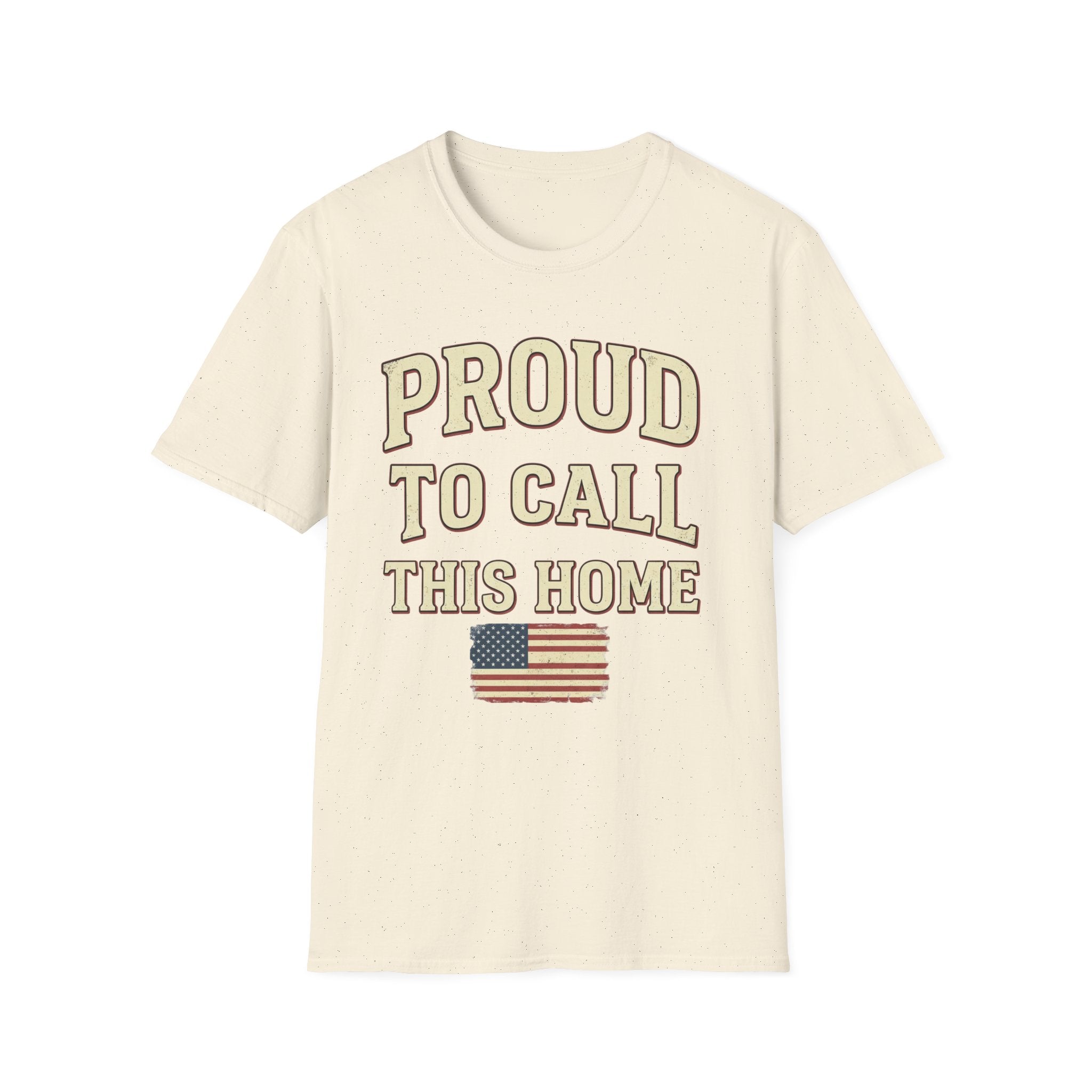Vintage Distressed Proud To Call This Home T-Shirt | Rustic USA Flag Tee