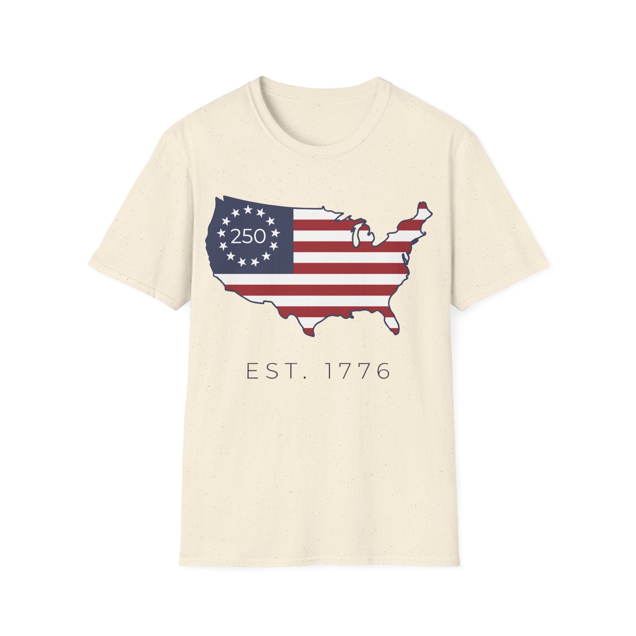 Est. 1776 USA Map: 250th Anniversary Flag T-Shirt