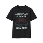 American Summer 1776-2026 Minimalist Lake Fireworks T-Shirt