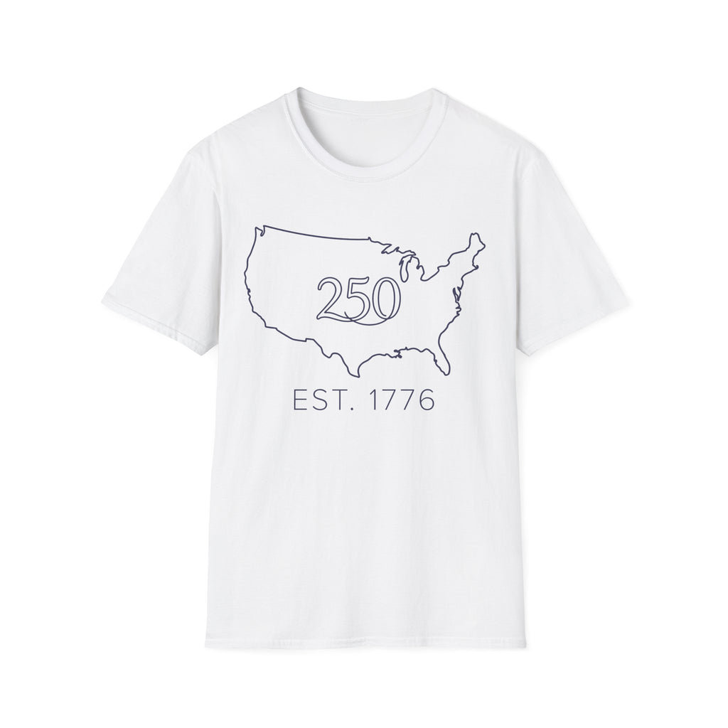 Minimalist USA Map: Est. 1776 250th Anniversary T-Shirt