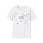 Minimalist USA Map: Est. 1776 250th Anniversary T-Shirt