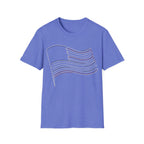 Minimalist Line Art American Flag T-Shirt | Subtle Patriotic Tee