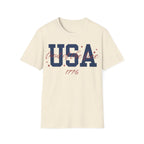 USA Land of the Free 1776 T-Shirt | Cute Cursive Patriotic Tee