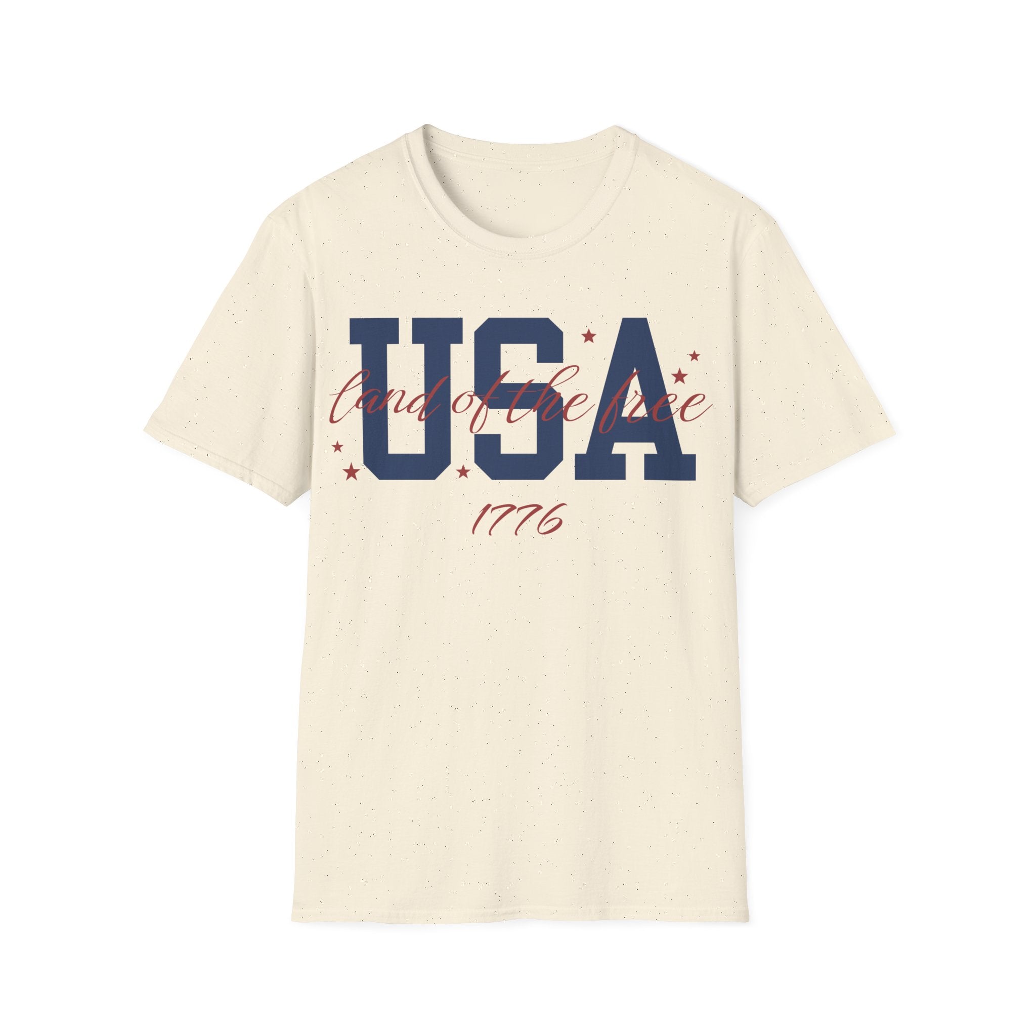 USA Land of the Free 1776 T-Shirt | Cute Cursive Patriotic Tee