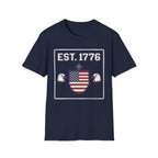8-Bit Est. 1776 Patriotic T-Shirt | Retro Gamer American Flag Shield Tee