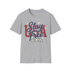 Vintage USA Stay Free Est 1776 T-Shirt | Retro Patriotic Graphic Tee