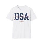 USA Land of the Free 1776 T-Shirt | Cute Cursive Patriotic Tee