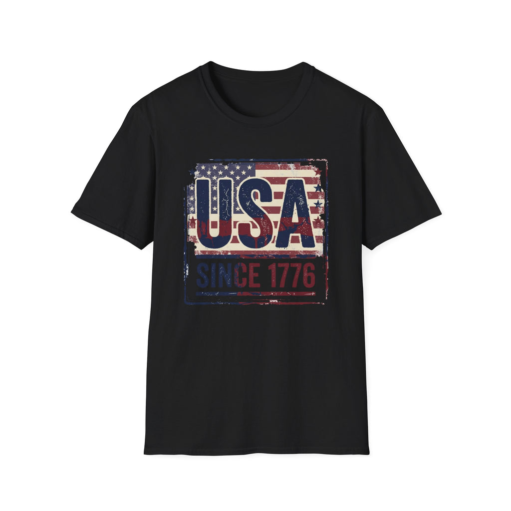 Vintage USA Since 1776 T-Shirt | Distressed American Flag Patriotic Tee