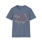 Elegant Floral Line Art American Flag T-Shirt | Botanical Patriotic Tee