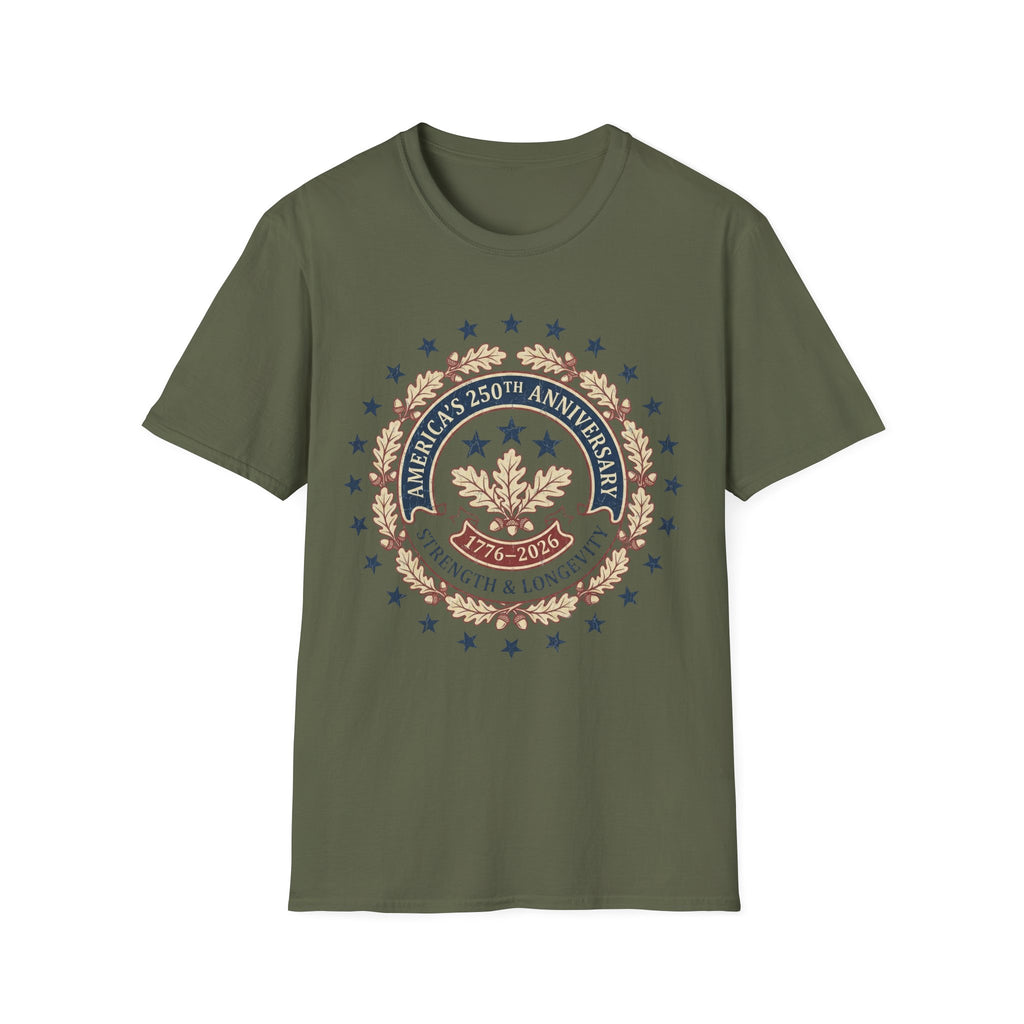 America's 250th Anniversary T-Shirt | Vintage Oak Wreath 1776-2026 Tee