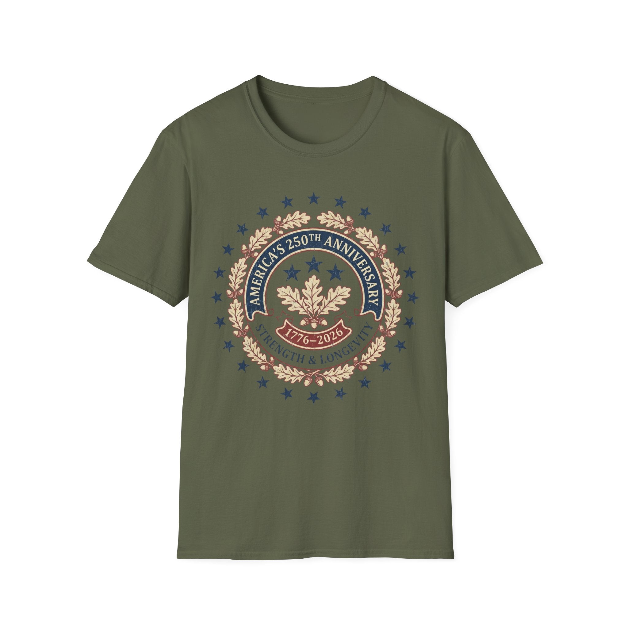 America's 250th Anniversary T-Shirt | Vintage Oak Wreath 1776-2026 Tee