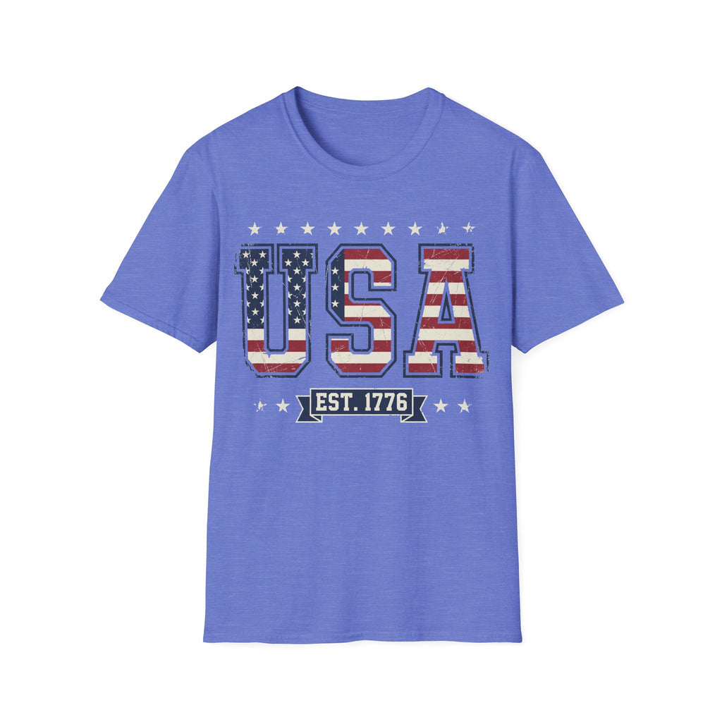 Vintage USA Varsity Est 1776 T-Shirt | Distressed Collegiate Patriotic Tee