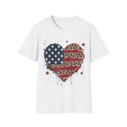 Distressed Leopard Print Heart USA Flag T-Shirt