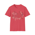 Elegant Floral Line Art American Flag T-Shirt | Botanical Patriotic Tee