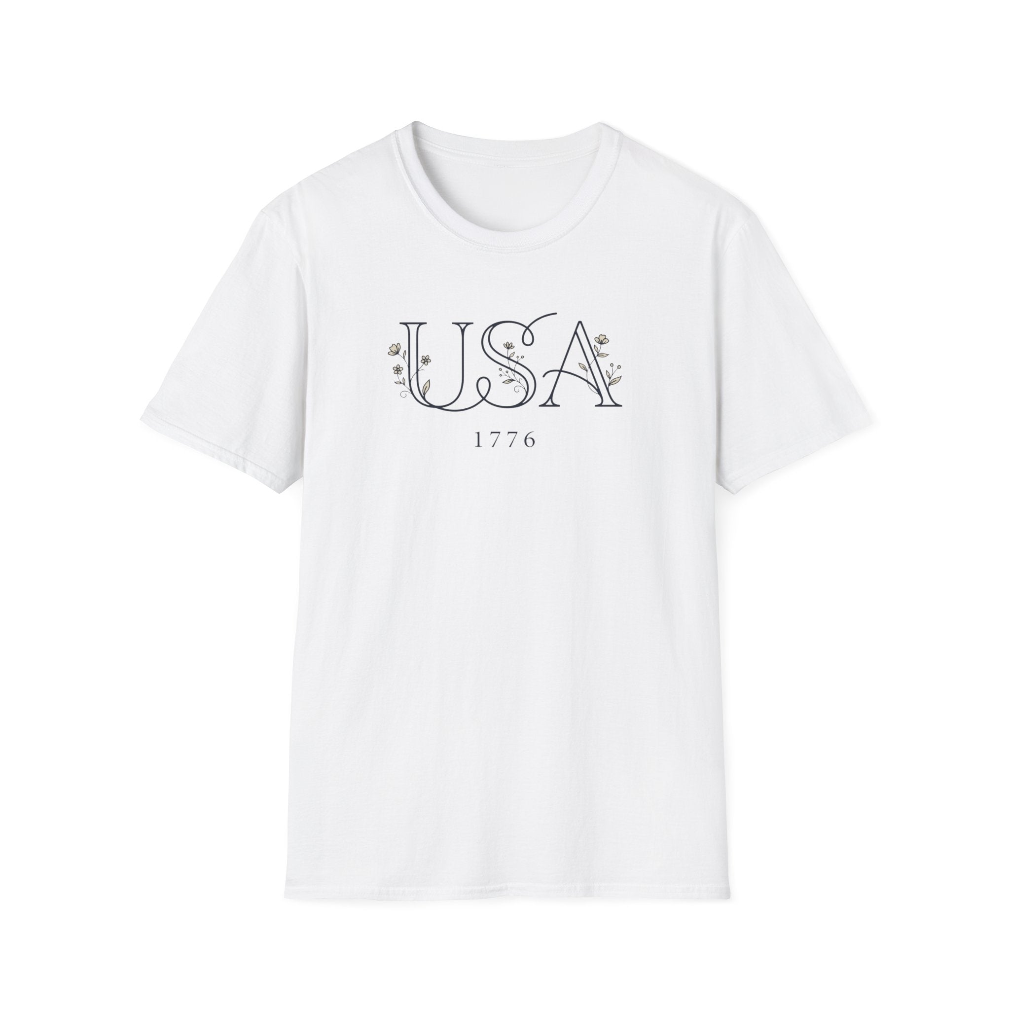 Elegant Minimalist USA 1776 T-Shirt | Subtle Floral Patriotic Tee