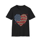 Distressed Leopard Print Heart USA Flag T-Shirt