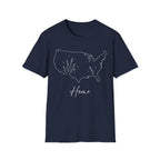 Minimalist Botanical USA Map "Home" T-Shirt | Subtle Patriotic Tee