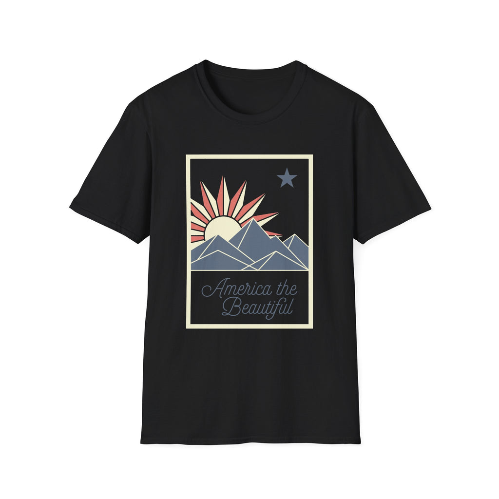 America The Beautiful Retro Mountain Sun T-Shirt
