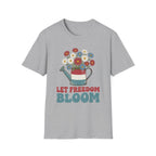 Let Freedom Bloom Retro Patriotic Floral T-Shirt | Vintage 4th of July Tee