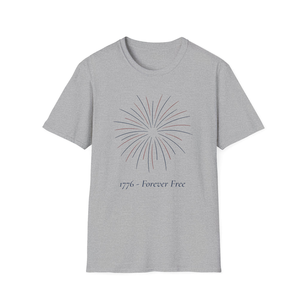 1776 Forever Free T-Shirt | Minimalist Patriotic Firework Tee