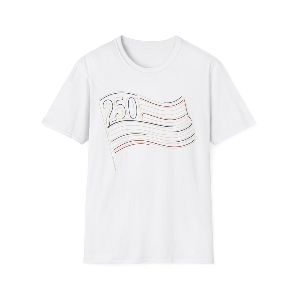 America 250 Minimalist Line Art Flag T-Shirt | USA 250th Anniversary Tee