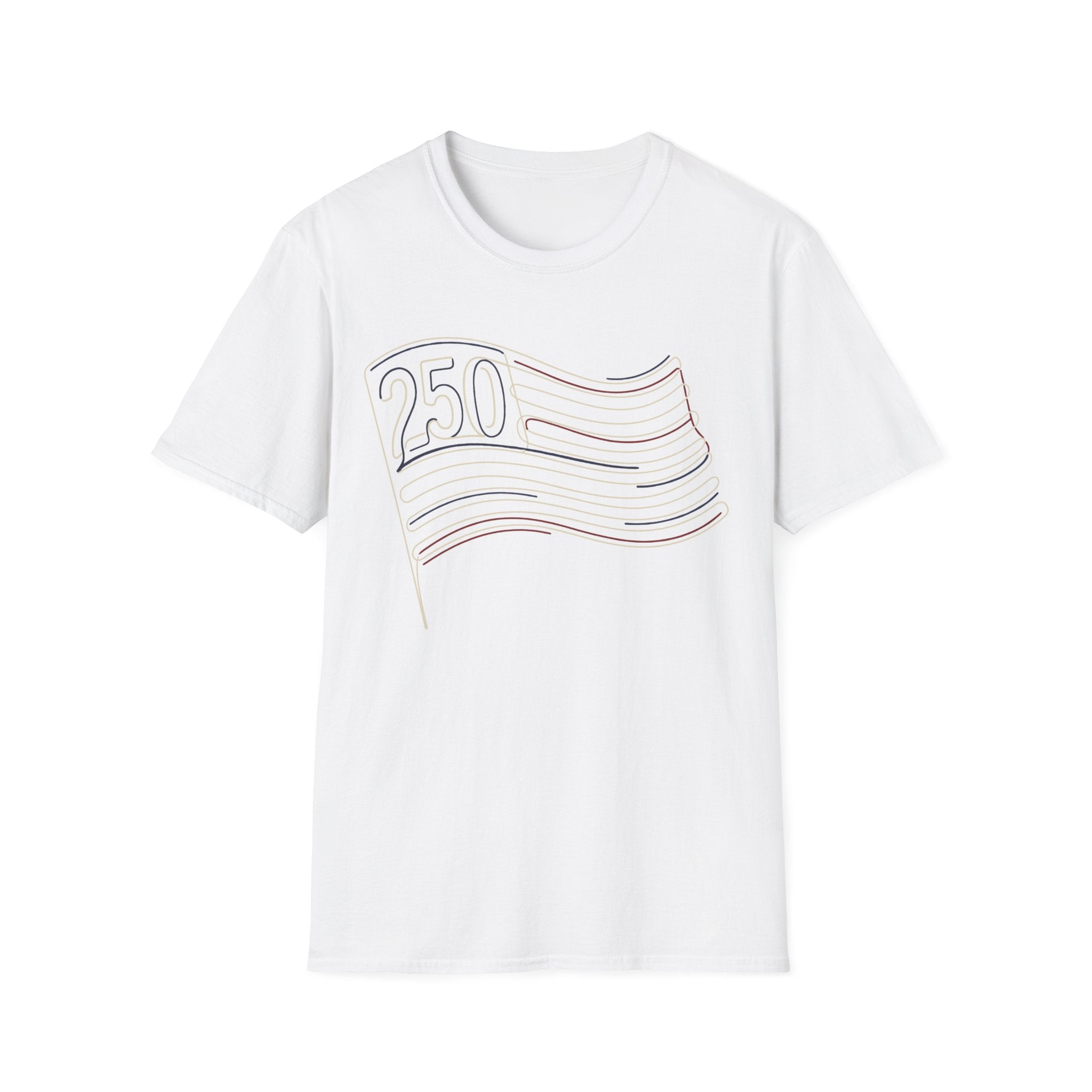 America 250 Minimalist Line Art Flag T-Shirt | USA 250th Anniversary Tee