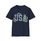 Turquoise USA Sunflower T-Shirt | Boho Southwestern Patriotic Tee