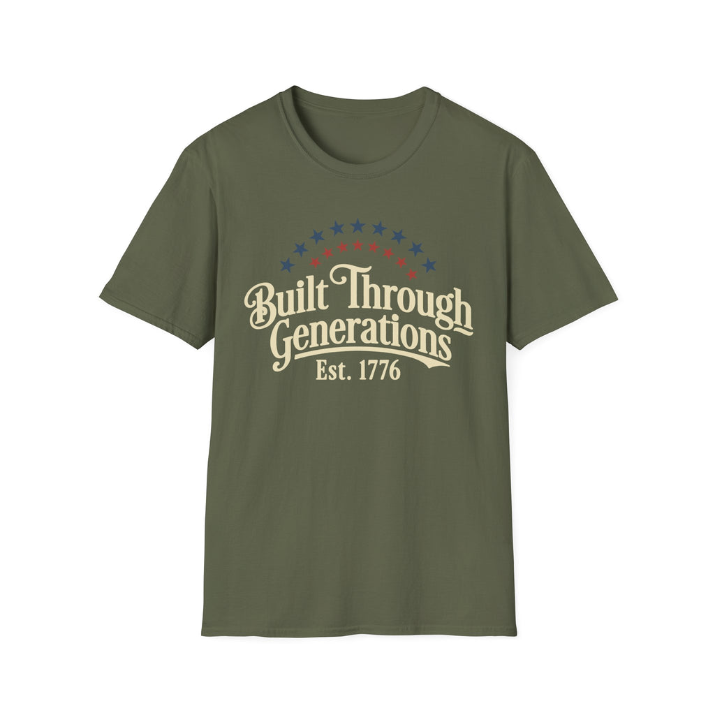 Built Through Generations: Vintage Est. 1776 Patriotic T-Shirt