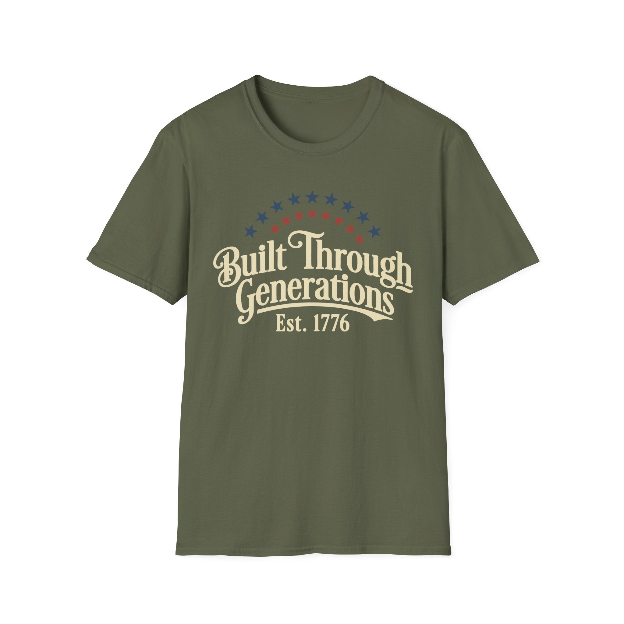 Built Through Generations: Vintage Est. 1776 Patriotic T-Shirt