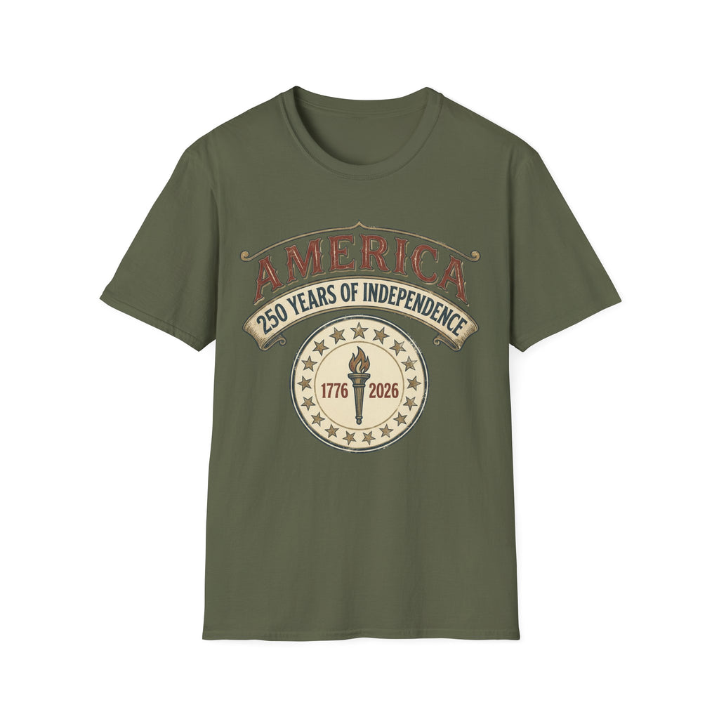 America 250 Years of Independence 1776-2026 Vintage Torch T-Shirt