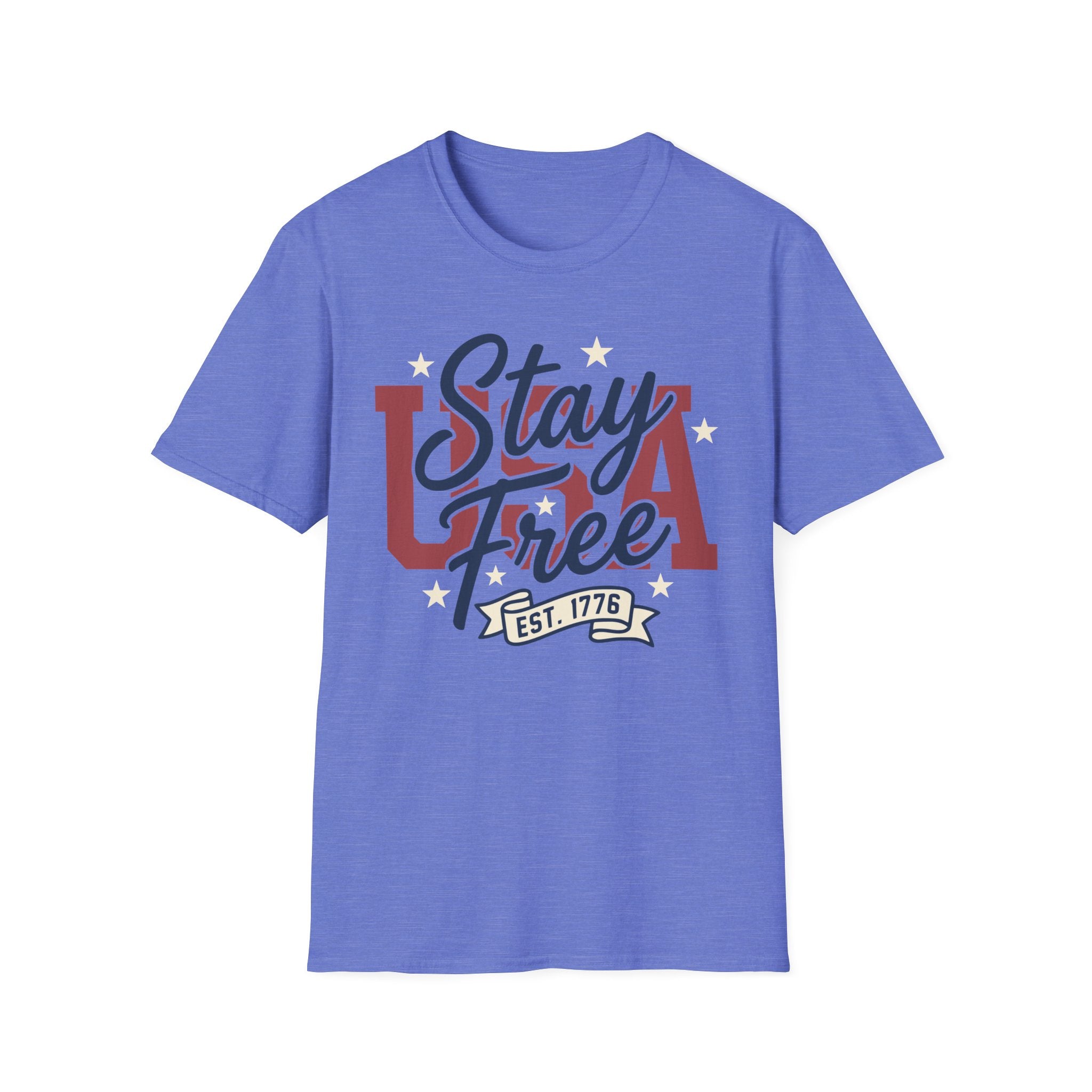 Vintage USA Stay Free Est 1776 T-Shirt | Retro Patriotic Graphic Tee