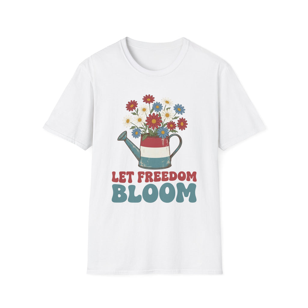 Let Freedom Bloom Retro Patriotic Floral T-Shirt | Vintage 4th of July Tee