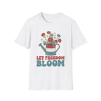 Let Freedom Bloom Retro Patriotic Floral T-Shirt | Vintage 4th of July Tee
