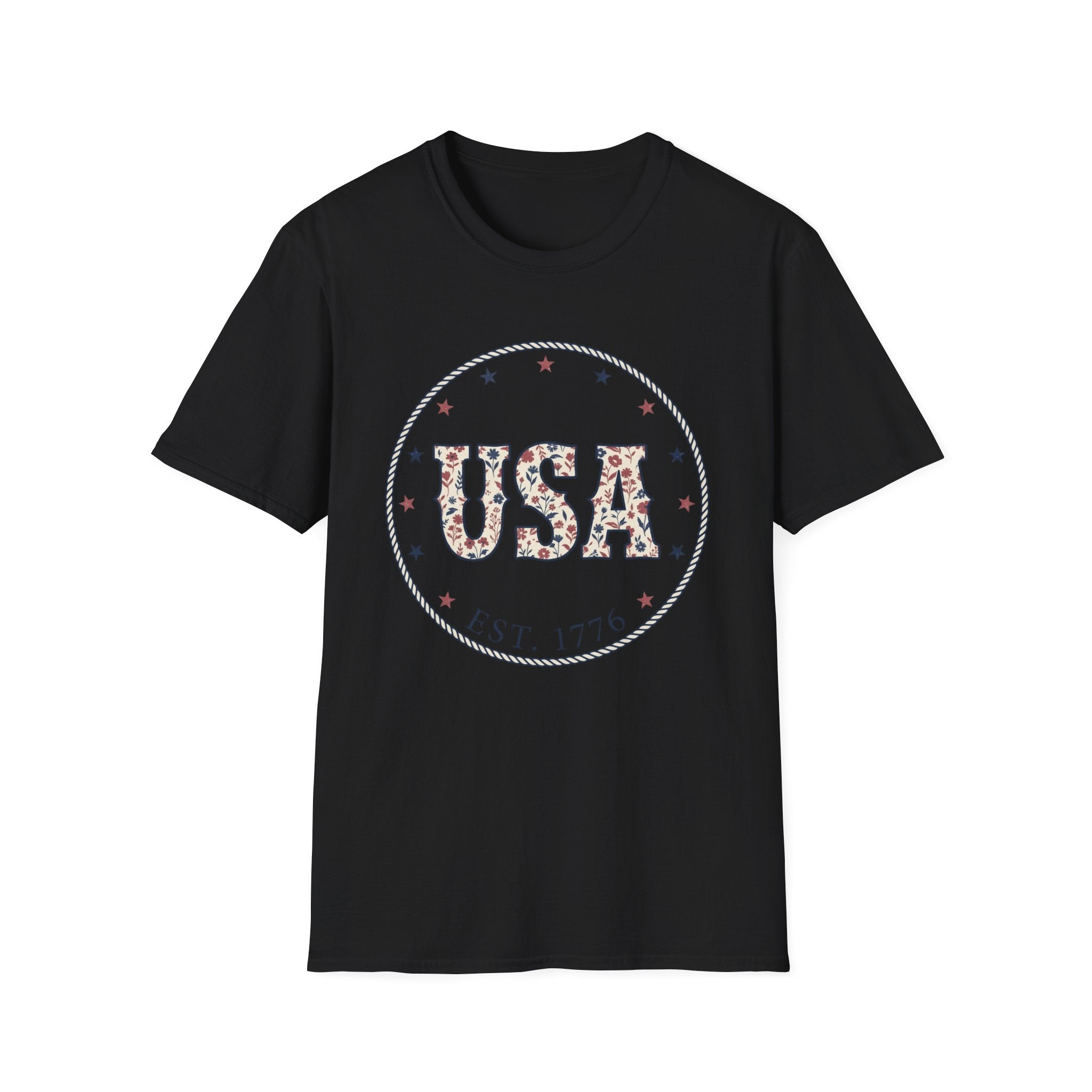 Floral USA Est 1776 T-Shirt | Country Western Patriotic Tee