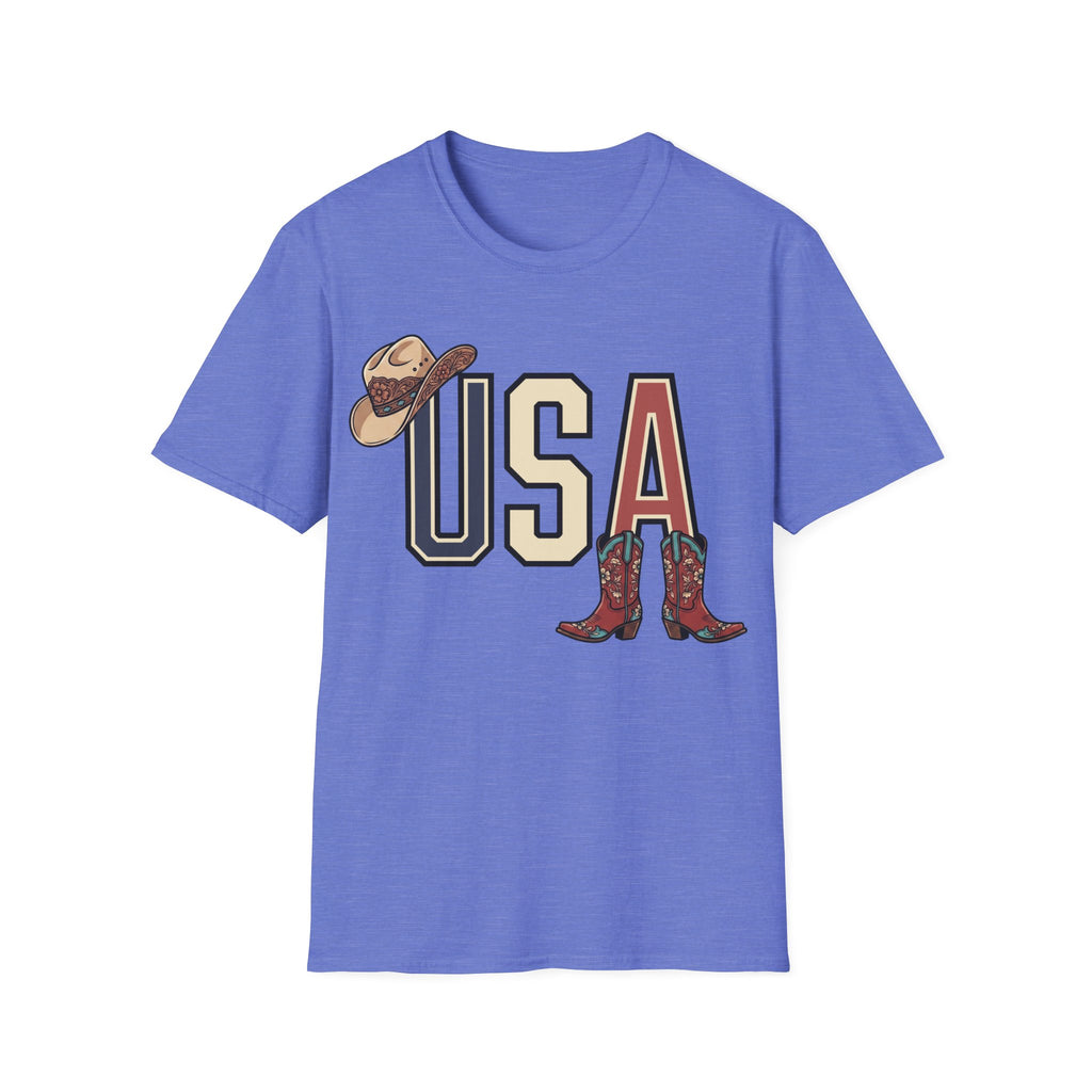 Floral Cowgirl Boots And Hat USA T-Shirt