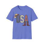 Floral Cowgirl Boots And Hat USA T-Shirt