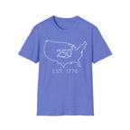 Minimalist USA Map: Est. 1776 250th Anniversary T-Shirt