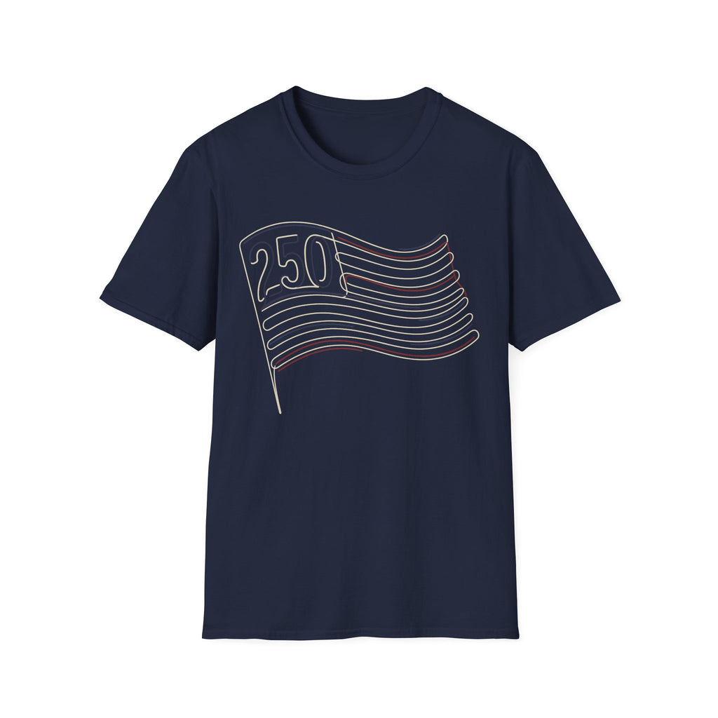 America 250 Minimalist Line Art Flag T-Shirt | USA 250th Anniversary Tee