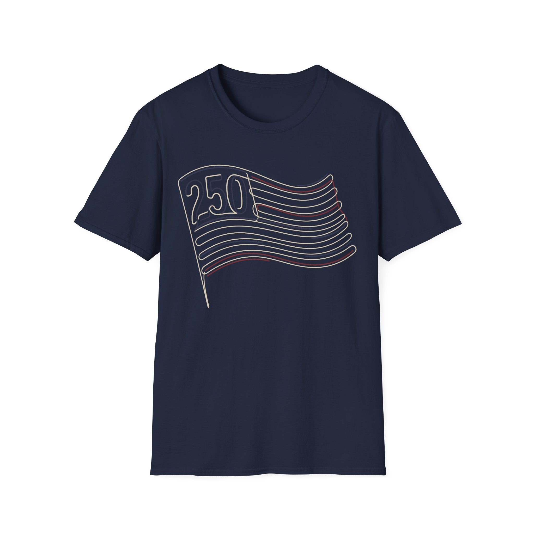 America 250 Minimalist Line Art Flag T-Shirt | USA 250th Anniversary Tee