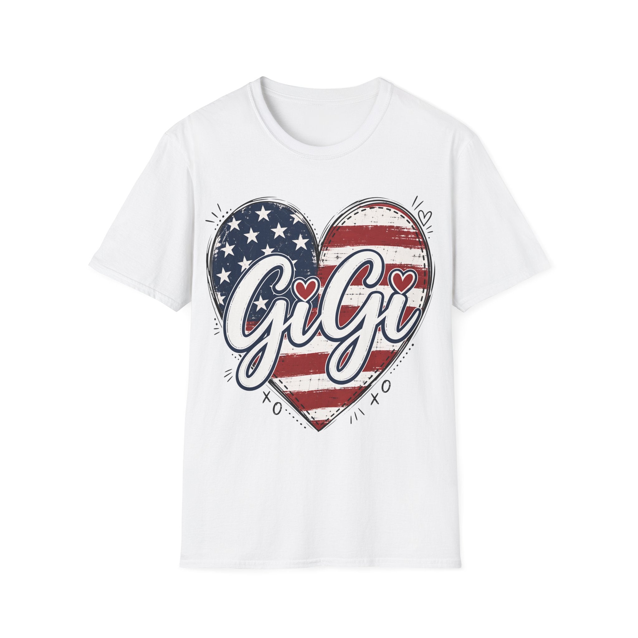 Gigi Distressed American Flag Heart T-Shirt