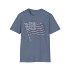 Minimalist Sketched Line Art American Flag T-Shirt | Modern Patriotic Tee