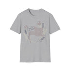 America 250 Floral Line Art Flag T-Shirt | Botanical USA 250th Anniversary Tee