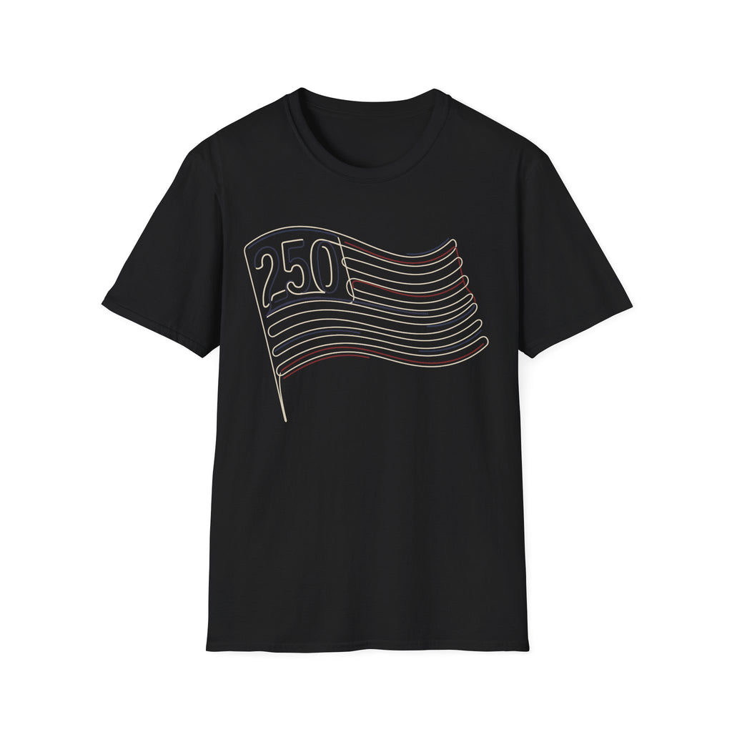 America 250 Minimalist Line Art Flag T-Shirt | USA 250th Anniversary Tee