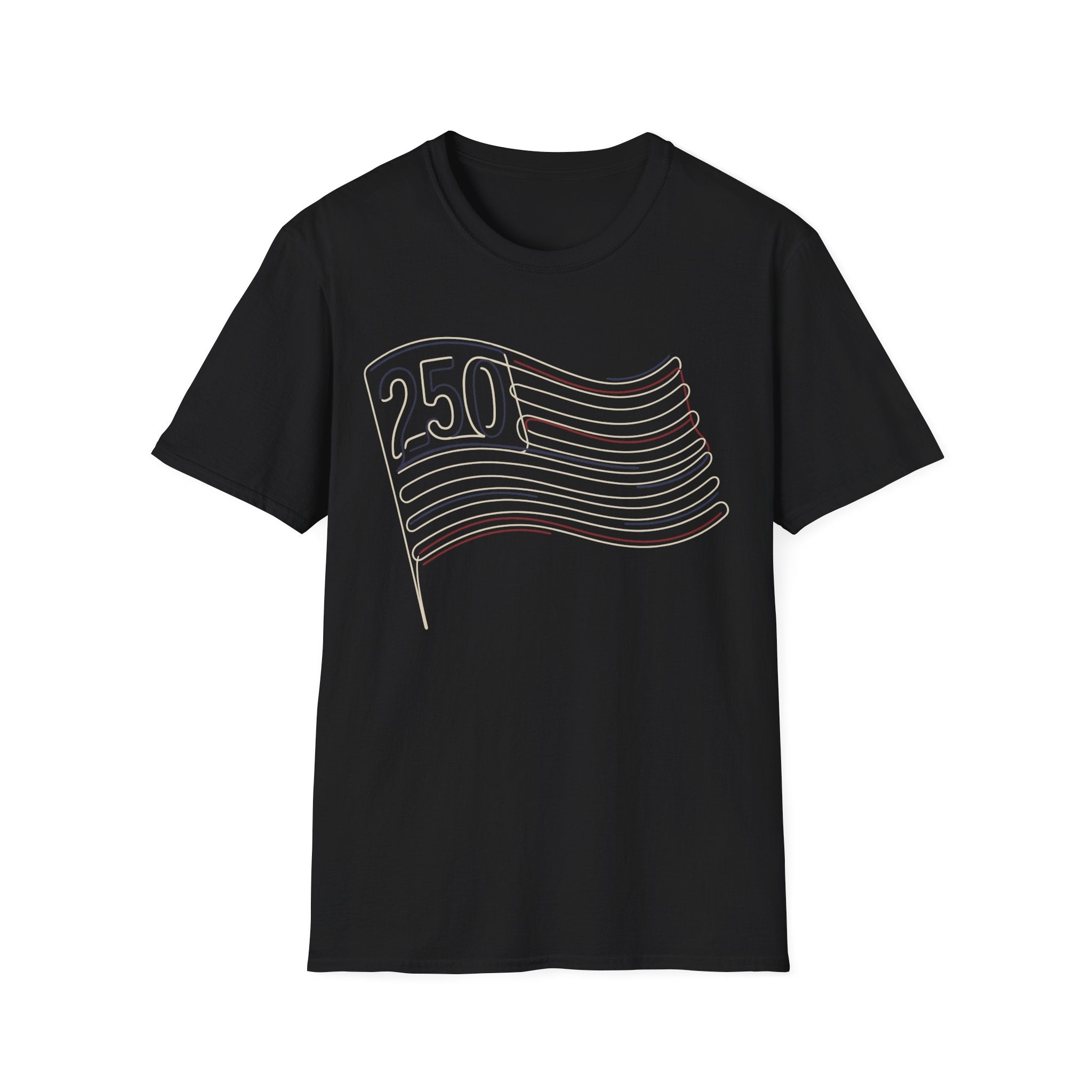 America 250 Minimalist Line Art Flag T-Shirt | USA 250th Anniversary Tee